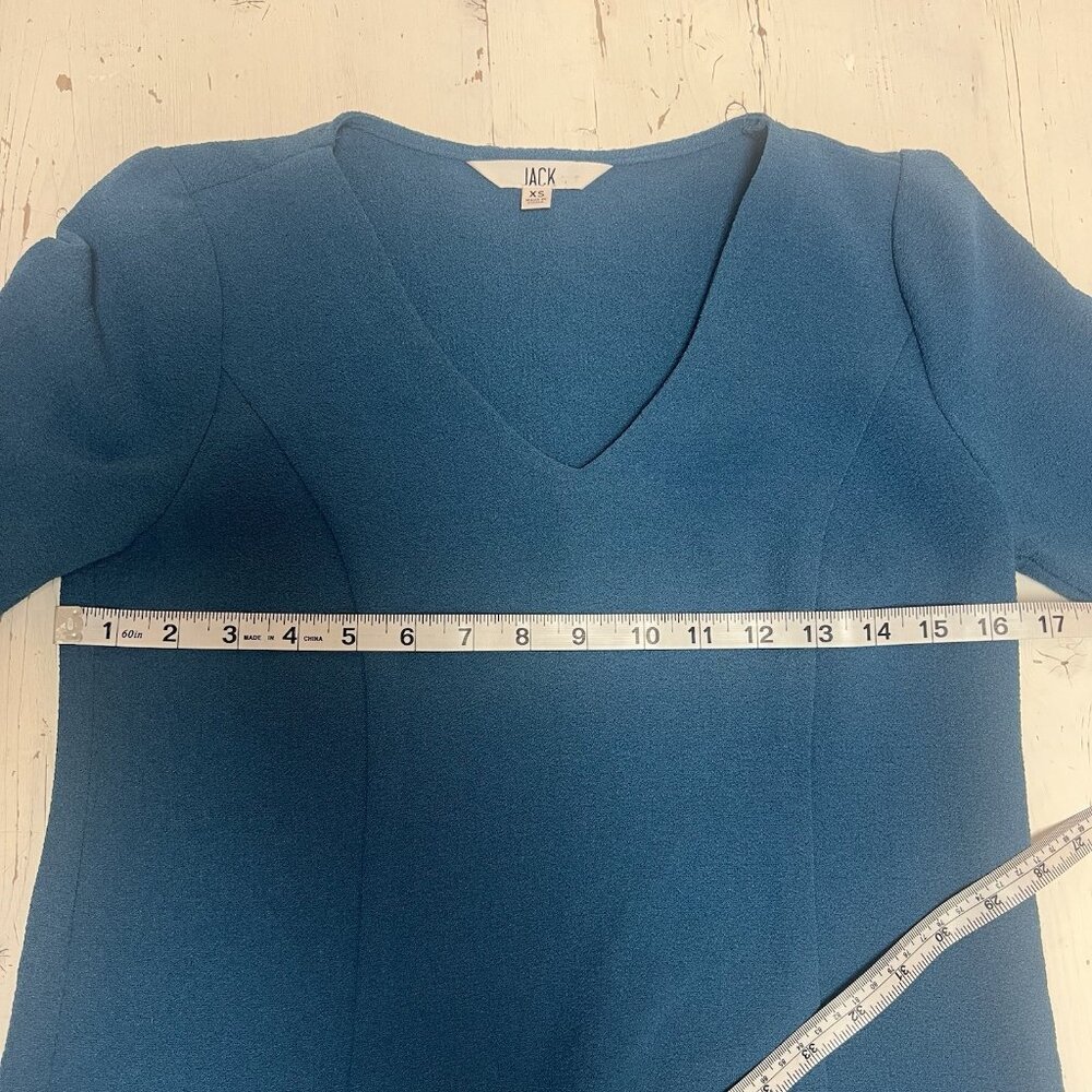 Jack by BB Dakota V Neck Shift Dress Teal Mod Retro size XS - Picture 8 of 12